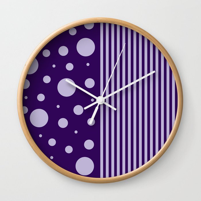 Spots and Stripes - Purple Wall Clock