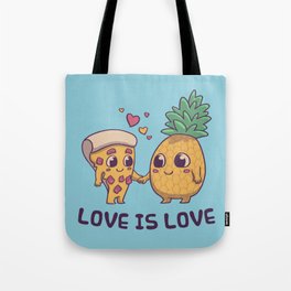 Love is Love Pineapple Pizza // Pride, LGBTQ, Gay, Trans, Bisexual, Asexual Tote Bag