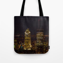 Montreal skyline at night in Quebec, Canada Tote Bag