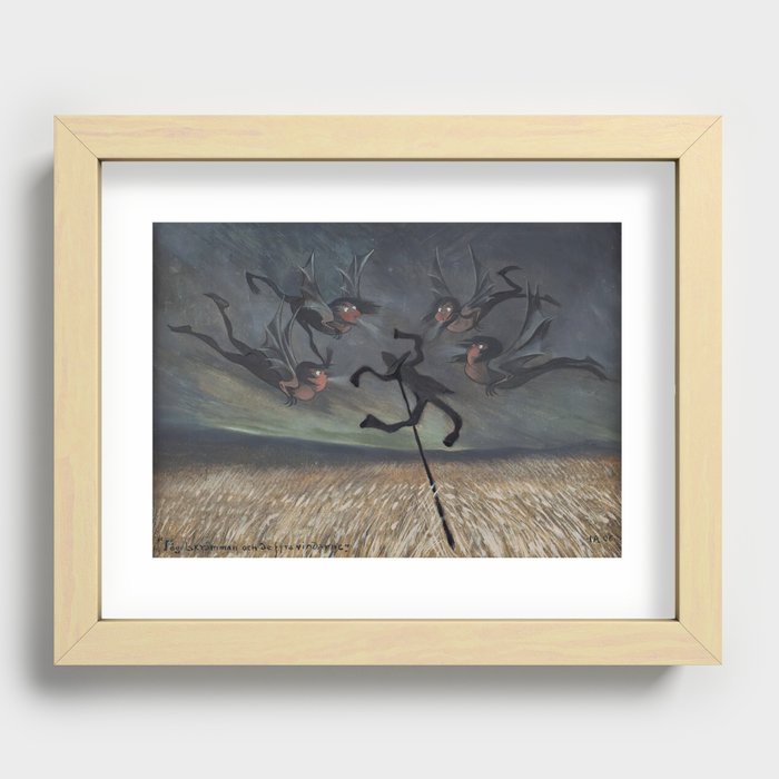 Ivar Arosenius - Fågelskrämman och de fyra vindarne (The scarecrow and the four winds) Recessed Framed Print