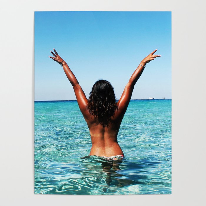Pretty girl in sea | sexy summer deco Poster