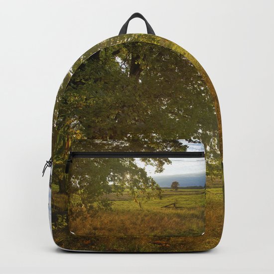 Autumn Countryside Landscape Sunset Backpack