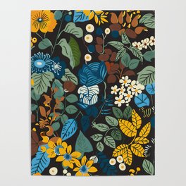 Moody Botanical Floral - Full Moon Forest Poster