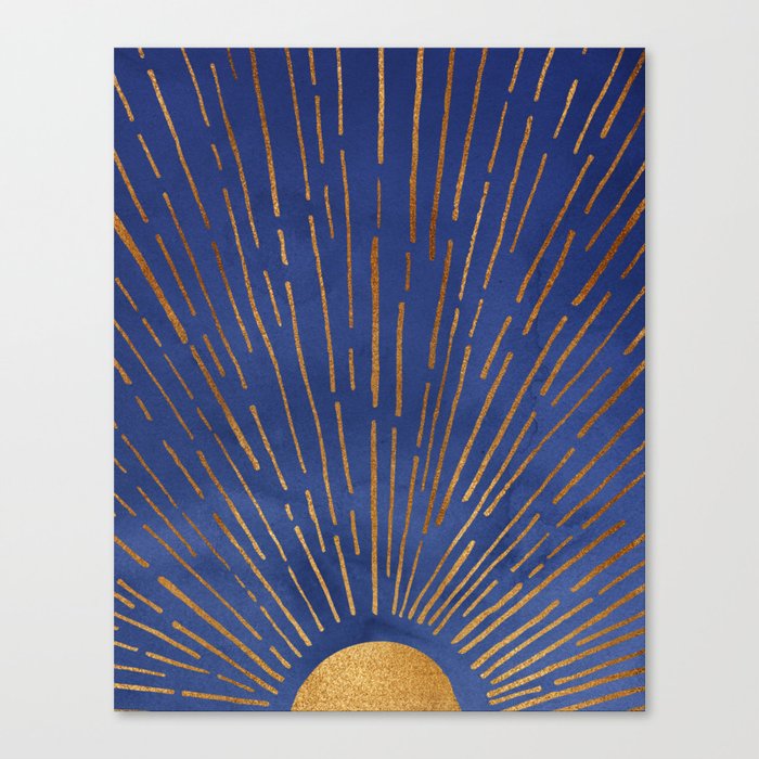 Twilight Blue and Metallic Gold Sunrise Canvas Print