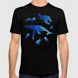 Blue Watercolor Sea Creatures T-shirt