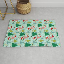 Griswold Family Christmas Rug | Retro, Christmas, Pattern, Teal, Graphicdesign, Griswold, Squirrel, Digital, Red, Trees 