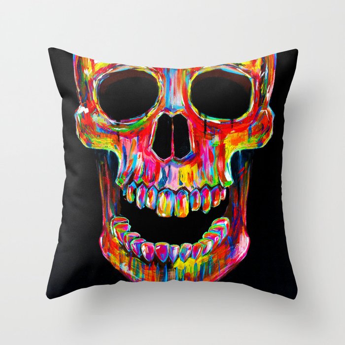 Chromatic Skull Throw Pillow