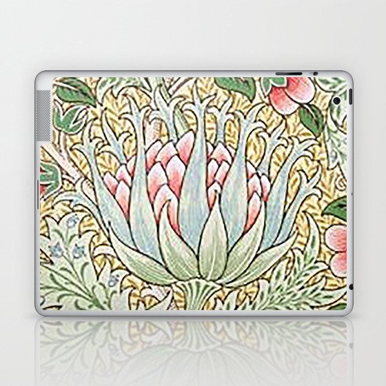 William Morris Green and Yellow Artichoke Wallpaper Vintage Floral Pattern Victorian Green Floral Pattern Laptop & iPad Skin