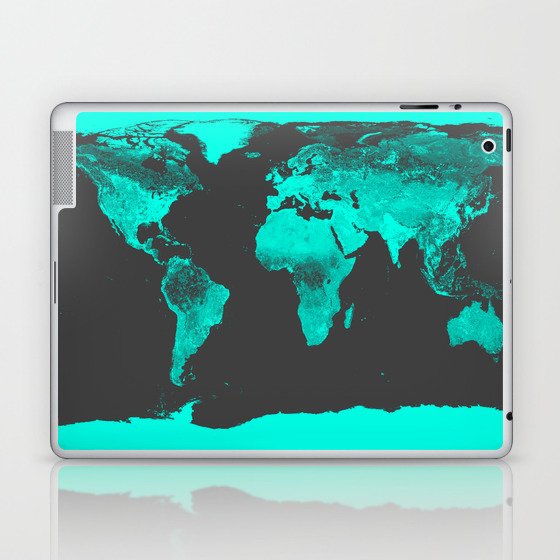 worlD MAP Aqua Gray Laptop & iPad Skin