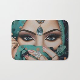 Mariam Bath Mat | Blueeyes, Hijab, Veiledlady, Beautiful, Makeup, Aqua, Emmett, Painting, Gold, Oil 