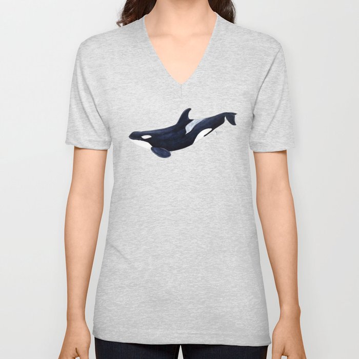 Orca killer whale V Neck T Shirt