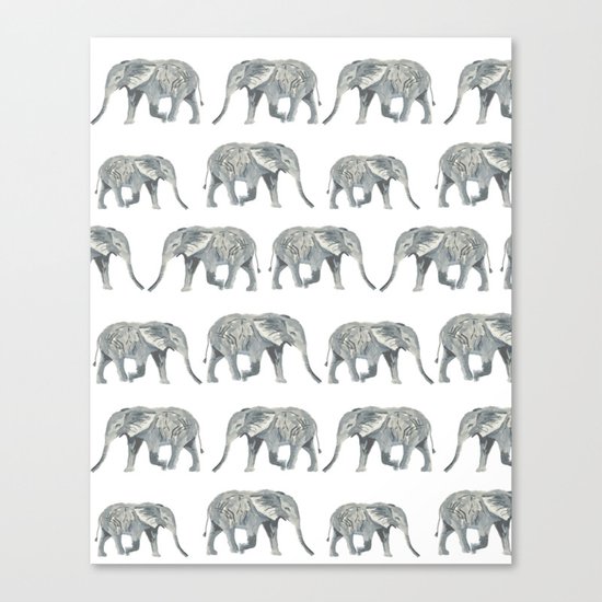 Elephant nature safari tropical painting watercolor nature pattern Canvas Print