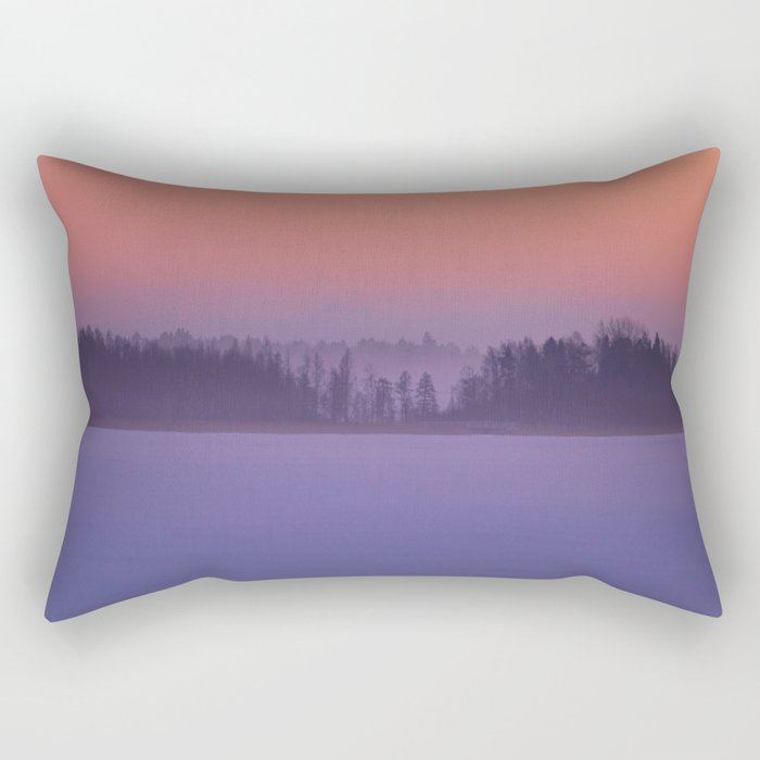 Foggy Winter Evening With Beautiful Sunset Colors In The Sky #decor #society6 #buyart Rectangular Pillow