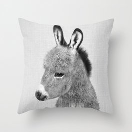 Donkey - Black & White Throw Pillow