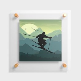 Skier Silhouette Floating Acrylic Print