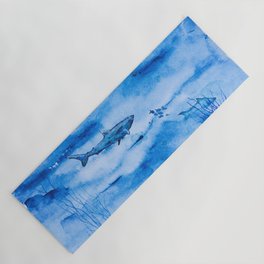 Great white in blue Yoga Mat