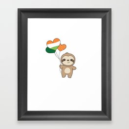 Sloth With Ireland Balloons Cute Animals Happiness Framed Art Print