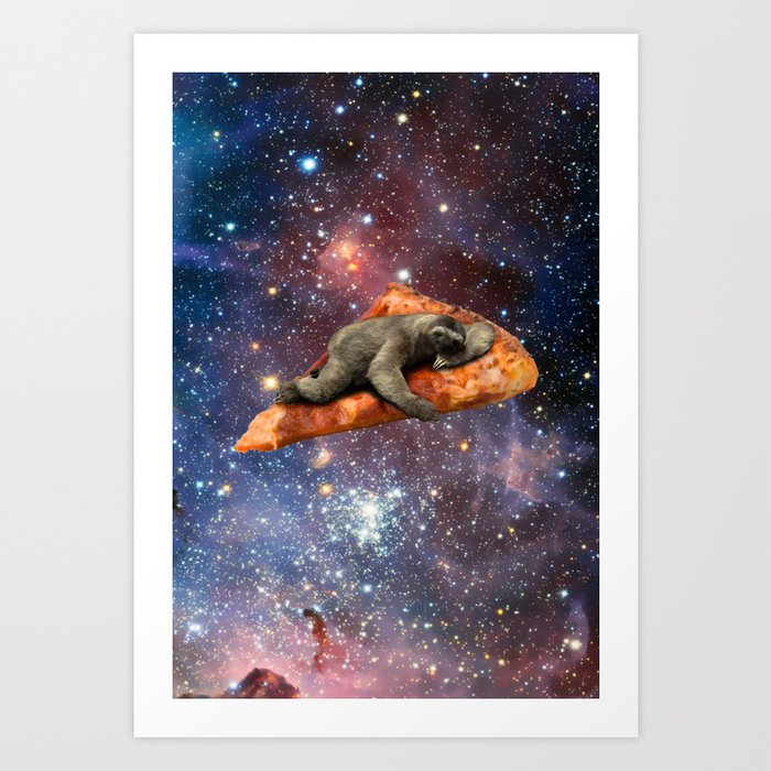 Pizza Sloth In Space Art Print