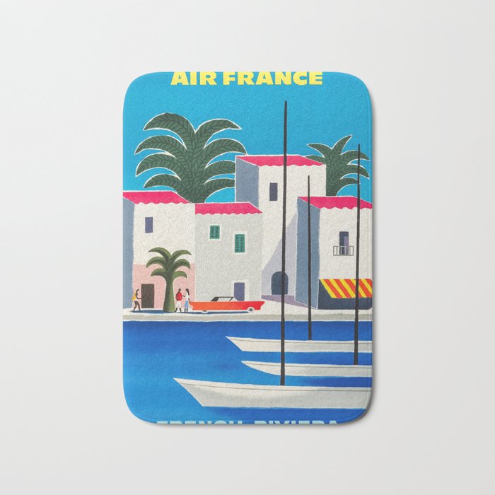 Air France French Riviera 1965 Vintage Travel Bath Mat