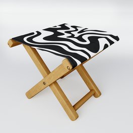 Liquid Swirl Abstract Pattern in Black and White Folding Stool
