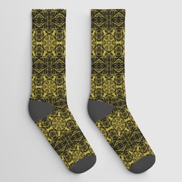 Liquid Light Series 15 ~ Yellow Abstract Fractal Pattern Socks