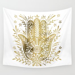 Hamsa Hand – Gold Palette Wall Tapestry