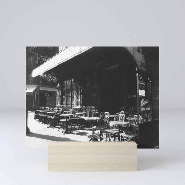 Paris Café, Avenue de la GrandeArmée roaring twenties black and white photograph Mini Art Print