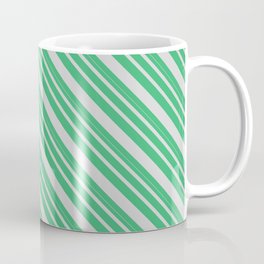 [ Thumbnail: Sea Green and Light Grey Colored Lines Pattern Coffee Mug ]
