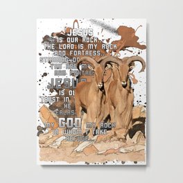 God is our Rock Metal Print | Sheep, Watercolor, Refuge, Salvation, Graphicdesign, Wilderness, Saviour, Nature, God, Christian 