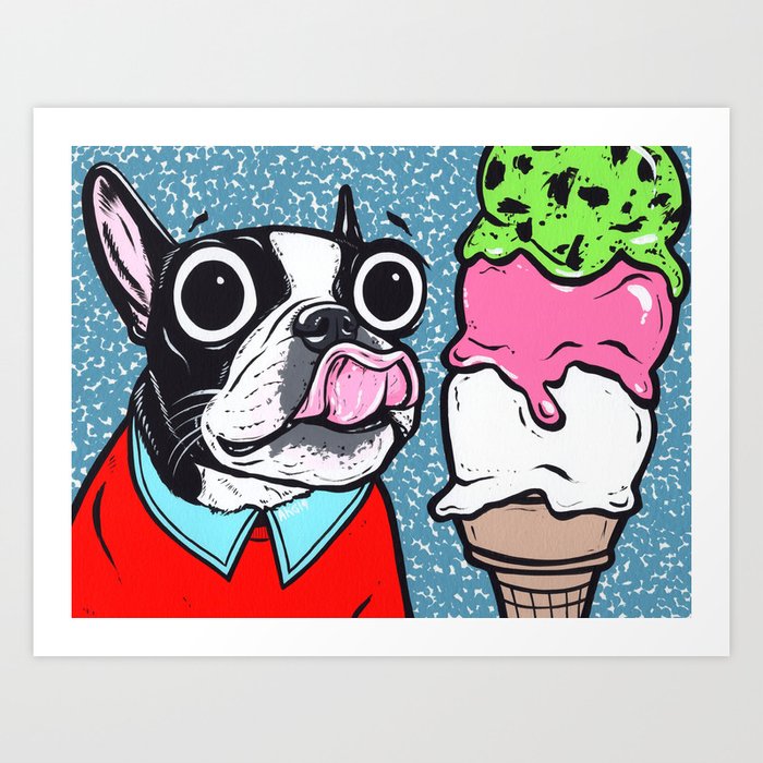 Boston Terrier Ice Cream Art Print