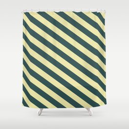 [ Thumbnail: Dark Slate Gray and Pale Goldenrod Colored Lines Pattern Shower Curtain ]