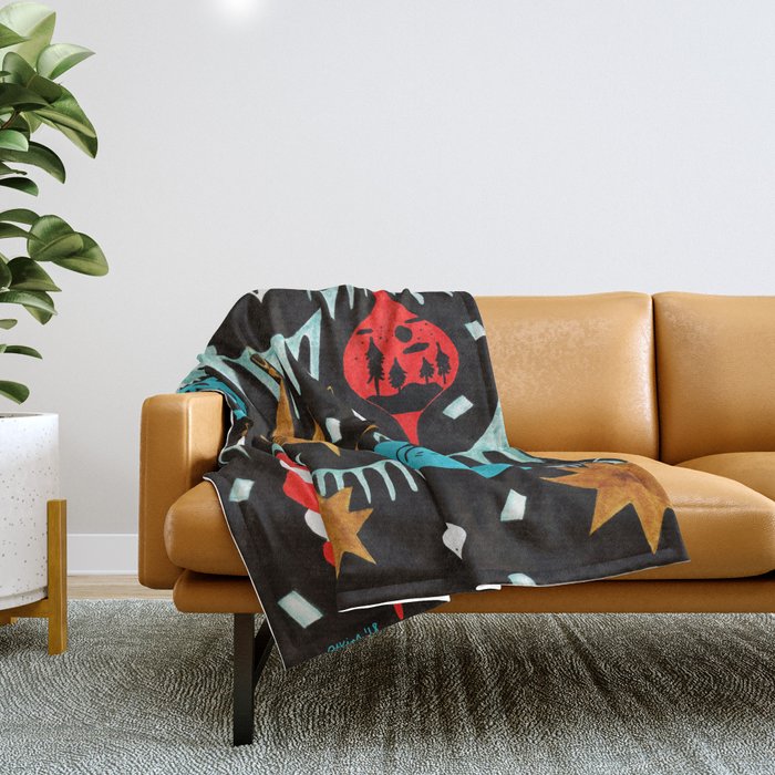 Mid Century Modern Christmas Tree Throw Blanket