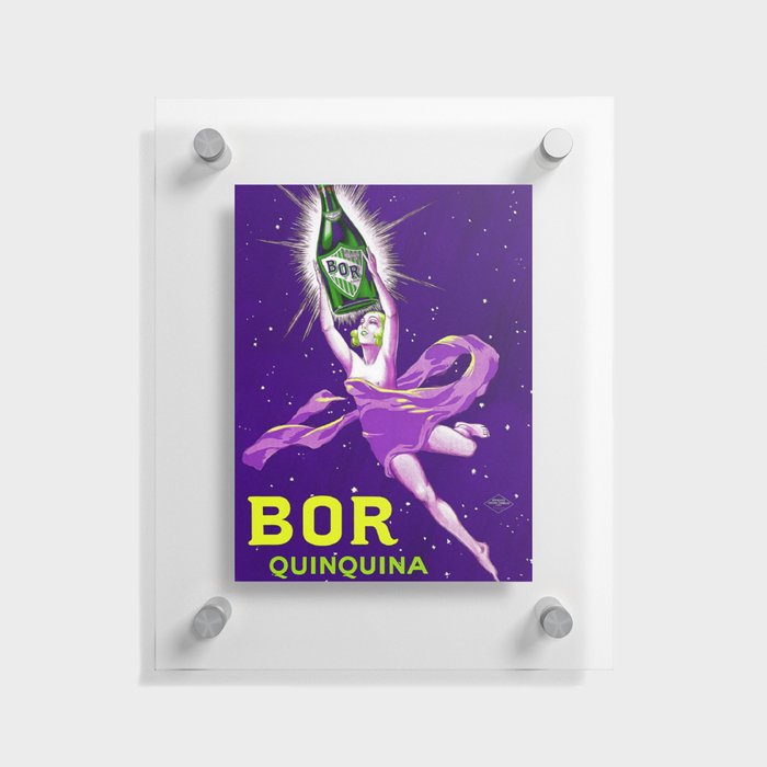 1924 BOR Quinpuina French wine and spirits vintage advertising poster purple background Floating Acrylic Print