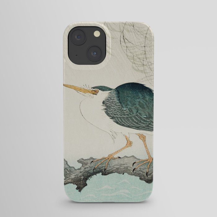 Ohara Koson, Blue Heron On Tree - Japanese Vintage Woodblock Print iPhone Case