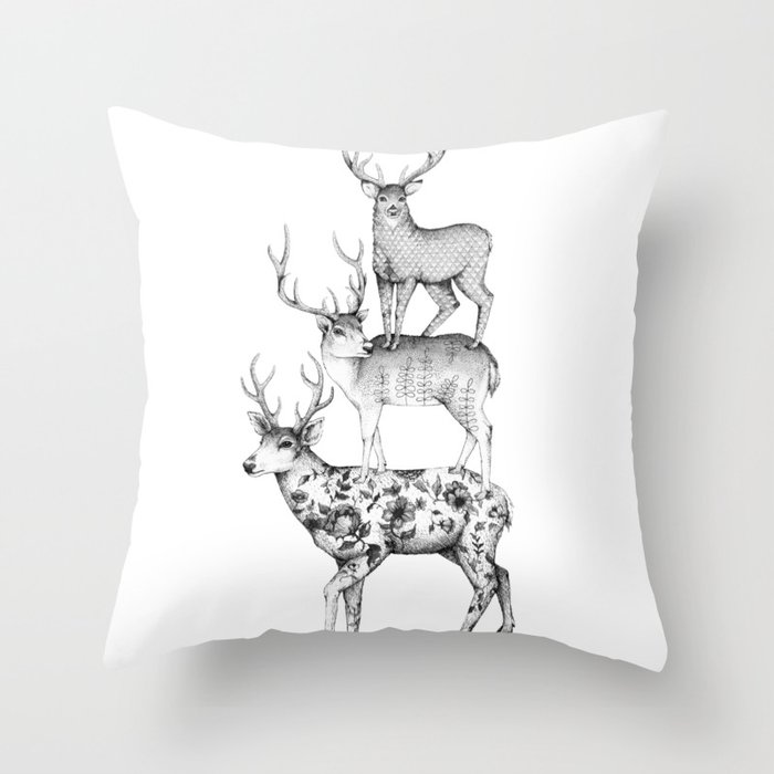 A pile of stags Throw Pillow