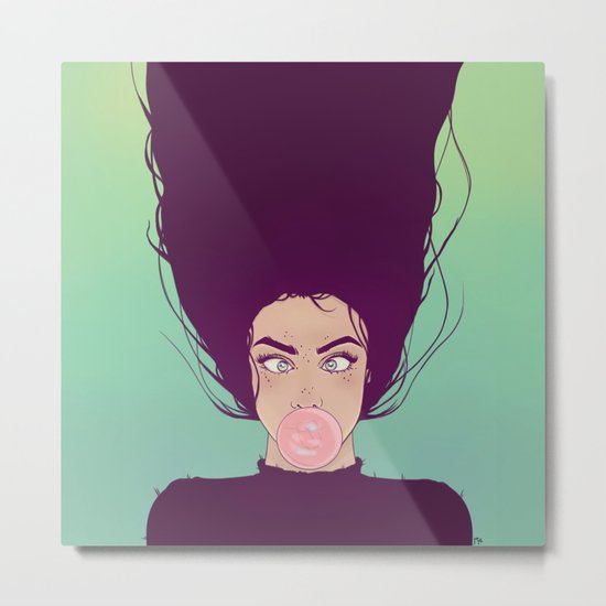 Bubble Gum Lady Metal Print