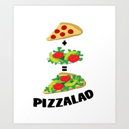 Pizzalad Art Print | Tomato, Meal, Vegetarian, Lunch, Mix, Slice, Pizza, Pizzalad, Fresh, Graphicdesign 