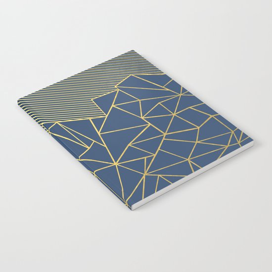 Ab Lines 45 Navy and Gold Notebook