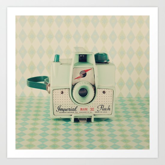 Retro Green Camera Art Print