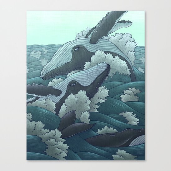 Happy Whales Canvas Print