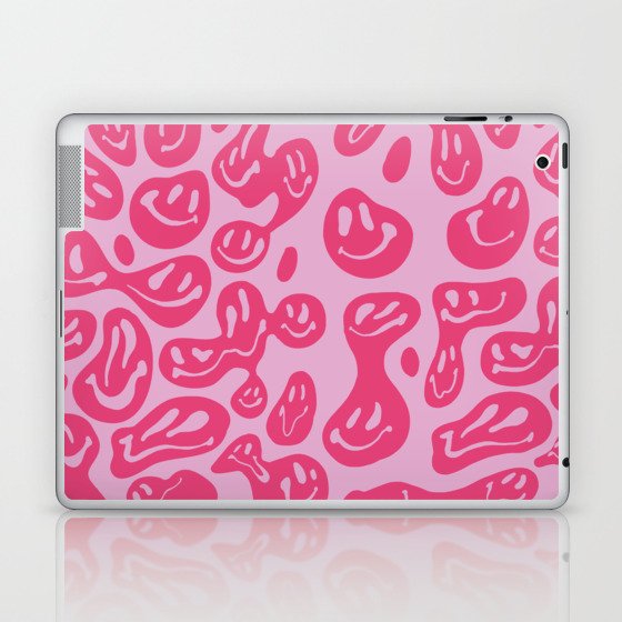 Hot Pink Dripping Smiley Laptop & iPad Skin