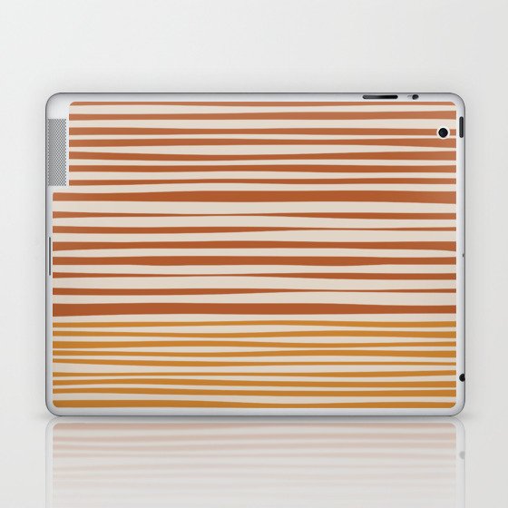 Natural Stripes Modern Minimalist Colour Block Pattern Boho Rust Ochre Putty Laptop & iPad Skin