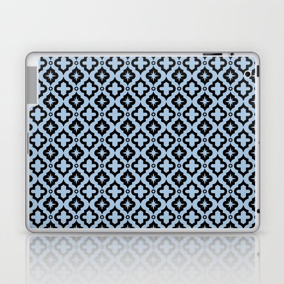 Pale Blue and Black Ornamental Arabic Pattern Laptop & iPad Skin