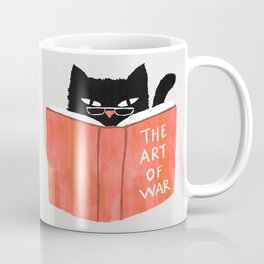 Cat reading book Coffee Mug | Painting, Destruction, Cat, Feline, Kitty, Pet, Cute, Illustration, War, Vice 