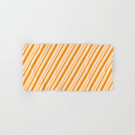[ Thumbnail: Bisque and Dark Orange Colored Lines/Stripes Pattern Hand & Bath Towel ]
