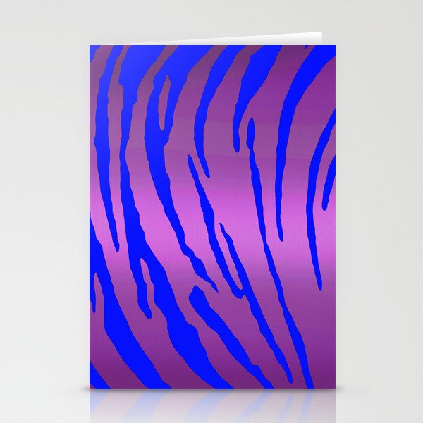 Metallic Tiger Stripes Pink Blue Stationery Cards