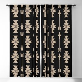 Southwestern Arrow Pattern 233 Black and Beige Blackout Curtain