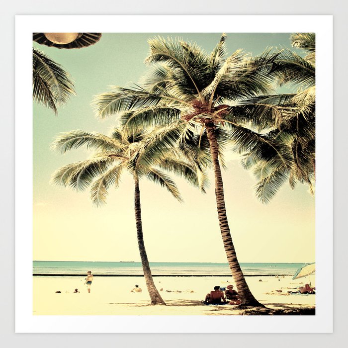 Society6 ケース Heart Green Yellow Vintage Palm Tree with Ha Filicinae | Retro Tropical Print | Palm tree Poster