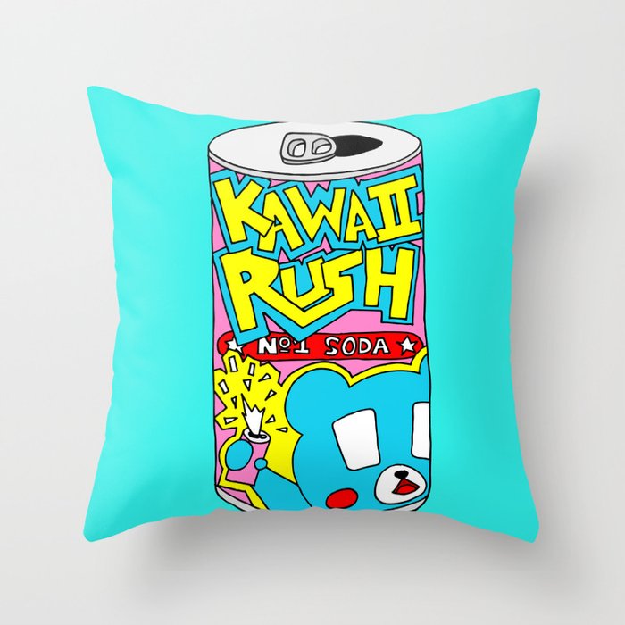 Bear Picnic Kawaii Soda Pop Throw Pillow