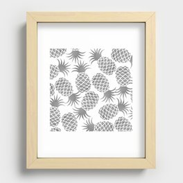 Modern white silver luxury tropical pineapple  Recessed Framed Print